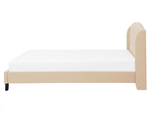 Lamellseng Ramme Beige Polyester Stoff Polstret Tuftet Nakkestøtte 160 x 200 cm Moderne Design