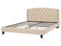 Miniatyrbilde 6 av 11: Lamellseng Ramme Beige Polyester Stoff Polstret Tuftet Nakkestøtte 160 x 200 cm Moderne Design