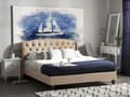Miniatyrbilde 2 av 11: Lamellseng Ramme Beige Polyester Stoff Polstret Tuftet Nakkestøtte 160 x 200 cm Moderne Design