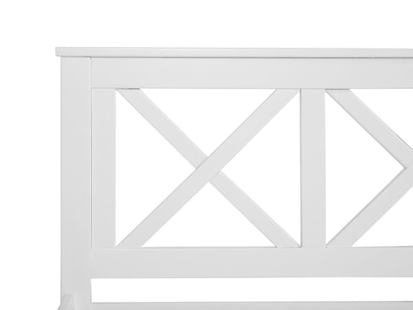 Hvit Seng med Treramme Dekorativ Sengegavl 140 x 200 cm Rustikk Design