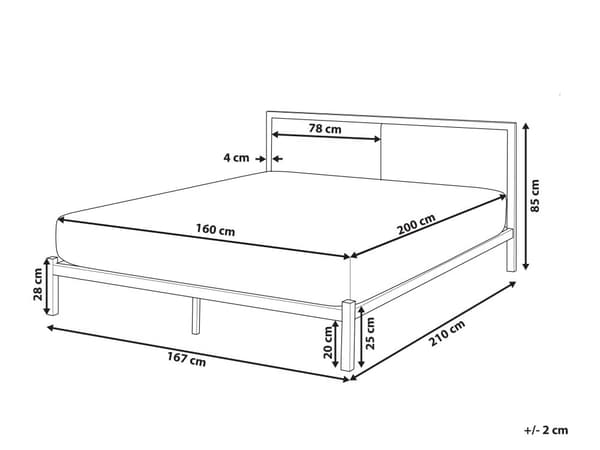 Sengeramme Svart Metall 160 x 200 cm Polstret Lamellbunn Minimalistisk Design