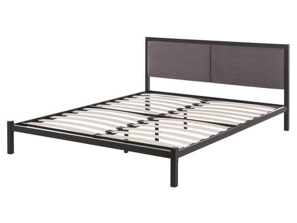 Sengeramme Svart Metall 160 x 200 cm Polstret Lamellbunn Minimalistisk Design