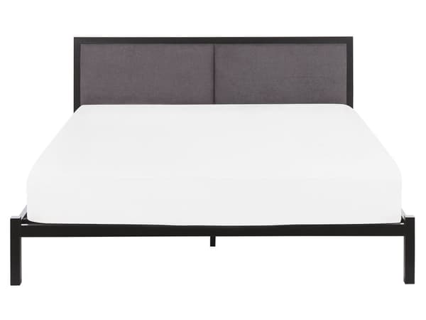 Sengeramme Svart Metall 160 x 200 cm Polstret Lamellbunn Minimalistisk Design