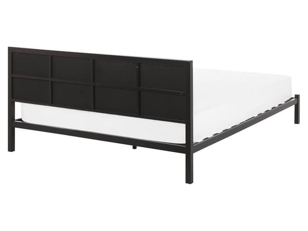 Sengeramme Svart Metall 160 x 200 cm Polstret Lamellbunn Minimalistisk Design