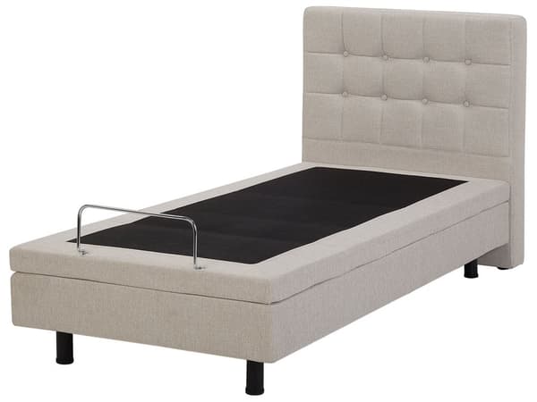 Elektrisk seng Beige Polstret Lin 90 x 200 cm Justerbar med fjernkontroll Sengegavl Moderne Minimalistisk Soverom