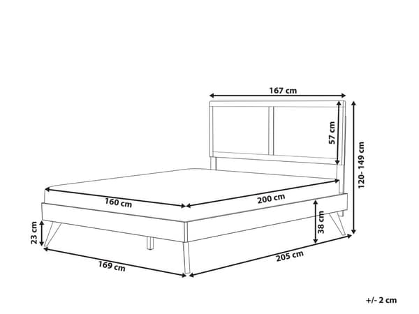 Seng 160 x 200 cm Mørkt tre MDF Ramme med sengegavl Lamellbunn Moderne design Dobbeltseng Soverom