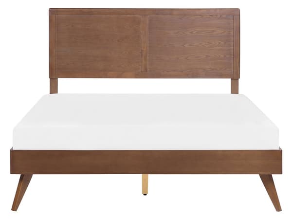 Seng 160 x 200 cm Mørkt tre MDF Ramme med sengegavl Lamellbunn Moderne design Dobbeltseng Soverom