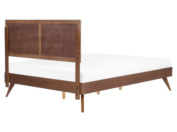 Seng 160 x 200 cm Mørkt tre MDF Ramme med sengegavl Lamellbunn Moderne design Dobbeltseng Soverom