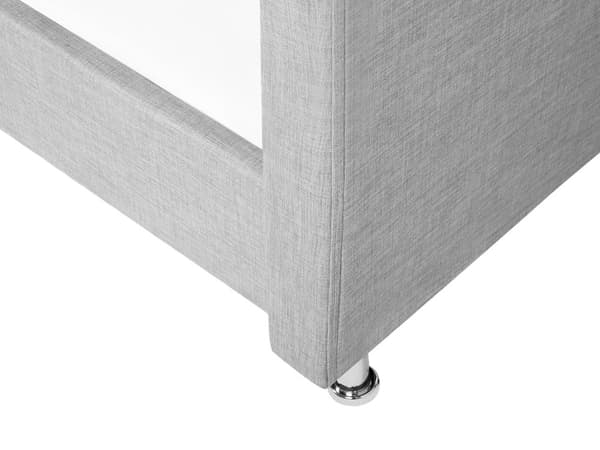 Seng Grå Imitert skinn 90 x 200 cm Dekorative knapper og spikerhoder Sengegavl Glamorøs stil Enkeltseng Sengeramme Soverom