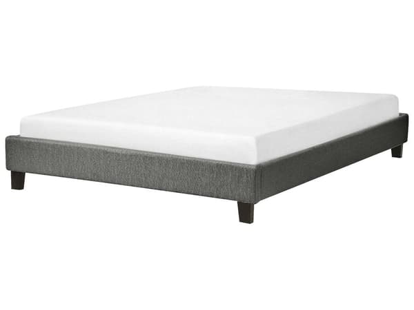 Seng Gråt polyesterstoff 140 x 200 cm Trekvart seng Tilbehør til trekvart seng Moderne sengeramme til soverommet