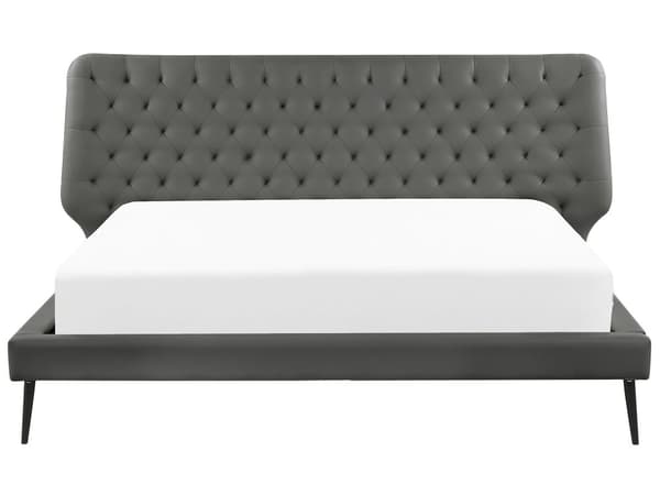 Seng Grå Imitert Skinn 180 x 200 cm Dekorativ Sengegavl Moderne Soverom