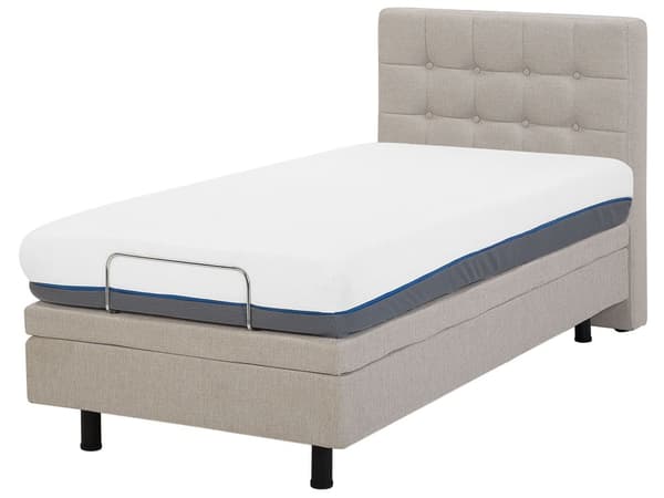 Elektrisk seng Beige Polstret Lin 80 x 200 cm Justerbar med fjernkontroll Sengegavl Moderne Minimalistisk Soverom