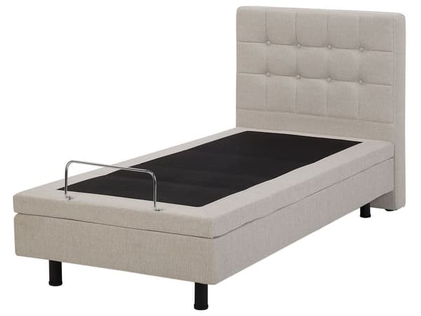 Elektrisk seng Beige Polstret Lin 80 x 200 cm Justerbar med fjernkontroll Sengegavl Moderne Minimalistisk Soverom
