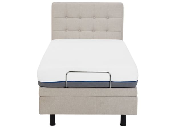 Elektrisk seng Beige Polstret Lin 80 x 200 cm Justerbar med fjernkontroll Sengegavl Moderne Minimalistisk Soverom