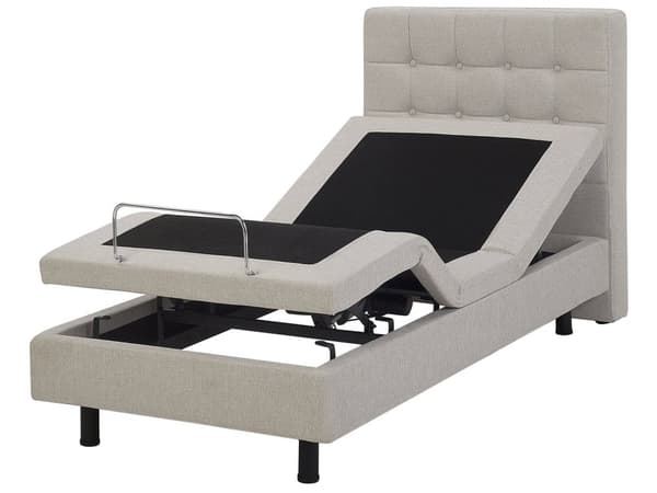 Elektrisk seng Beige Polstret Lin 80 x 200 cm Justerbar med fjernkontroll Sengegavl Moderne Minimalistisk Soverom