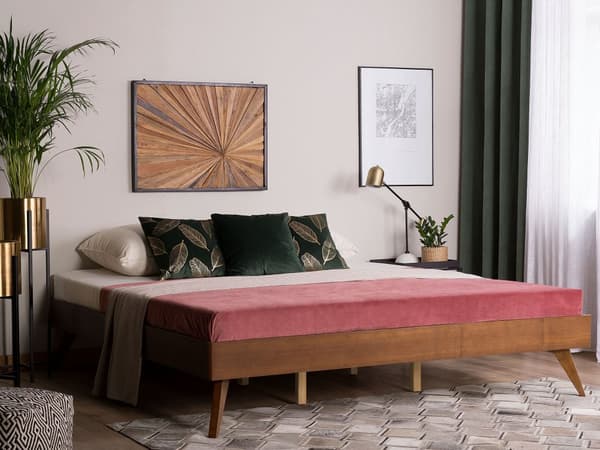 Dobbeltseng Brun MDF-trelook 180 x 200 cm Gummitre Sengegavl Klassisk