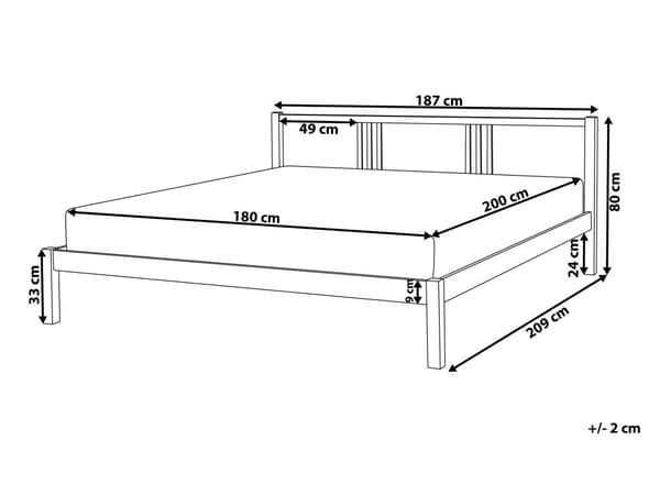 Seng Hvit Tre 180 x 200 cm Sengestativ Lamellbunn Moderne