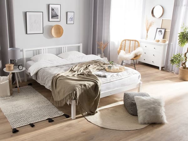 Seng Hvit Tre 180 x 200 cm Sengestativ Lamellbunn Moderne