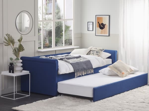Enkeltseng Blå Polyester 90 x 200 cm Junior Sovesofa med uttrekkbar del til dobbeltseng Vattert ryggstøtte til Barnerommet Multifunksjonell Design