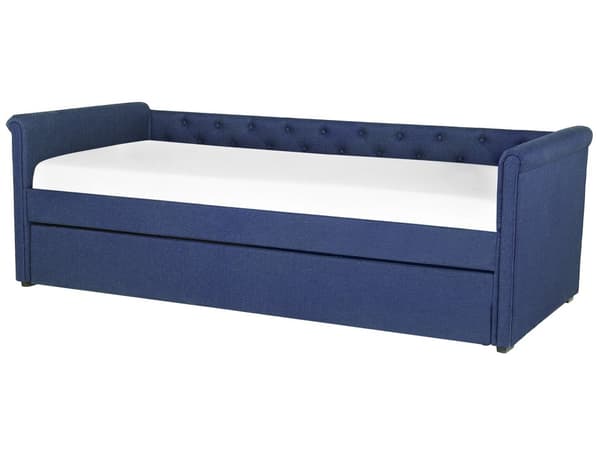 Enkeltseng Blå Polyester 90 x 200 cm Junior Sovesofa med uttrekkbar del til dobbeltseng Vattert ryggstøtte til Barnerommet Multifunksjonell Design