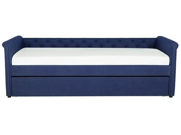 Enkeltseng Blå Polyester 90 x 200 cm Junior Sovesofa med uttrekkbar del til dobbeltseng Vattert ryggstøtte til Barnerommet Multifunksjonell Design