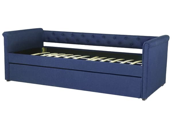 Enkeltseng Blå Polyester 90 x 200 cm Junior Sovesofa med uttrekkbar del til dobbeltseng Vattert ryggstøtte til Barnerommet Multifunksjonell Design