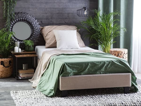 Enkeltseng Beige polyesterstoff 90 x 200 cm Sengestativ til barnerom Tilbehør til gjesteseng Soverom Soverom Sengestativ til soverom