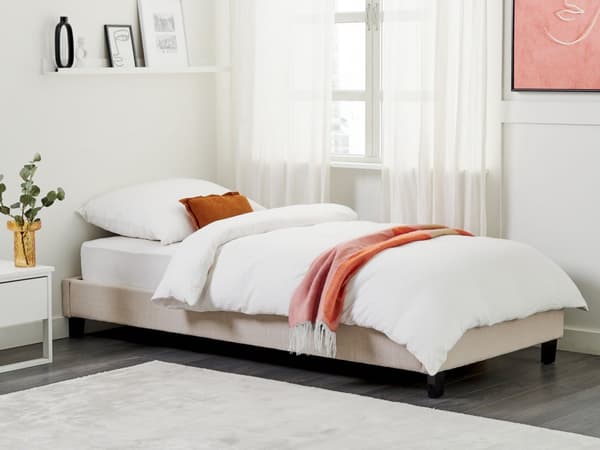 Enkeltseng Beige polyesterstoff 90 x 200 cm Sengestativ til barnerom Tilbehør til gjesteseng Soverom Soverom Sengestativ til soverom
