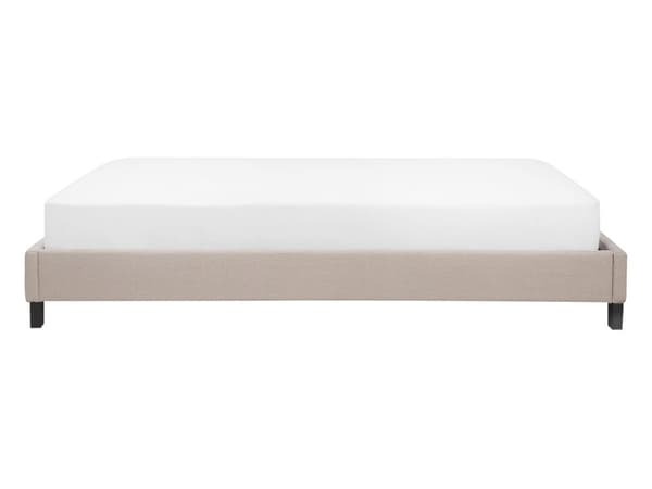 Seng Beige polyesterstoff 140 x 200 cm Trekvart seng Tilbehør til trekvart seng Moderne sengeramme til soverommet
