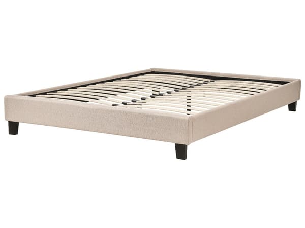 Seng Beige polyesterstoff 140 x 200 cm Trekvart seng Tilbehør til trekvart seng Moderne sengeramme til soverommet