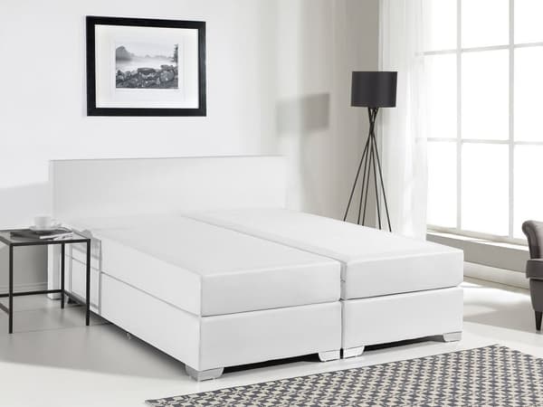 Kontinentalseng hvit skinnmetallben 140 x 200 trekvart sengeboks madrass med sengeramme og sengegavl Moderne komfortabel kvalitetsseng