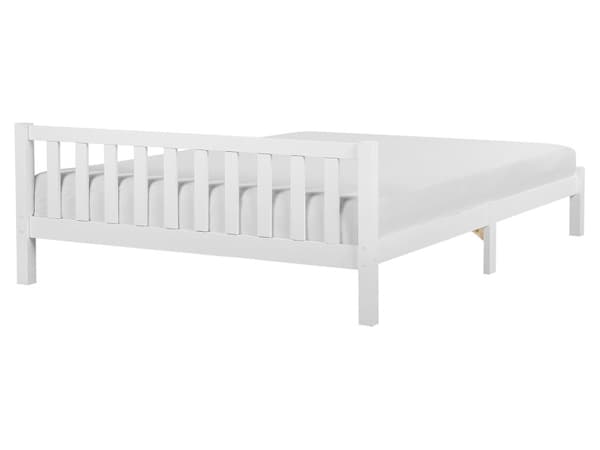 Dobbeltseng Hvit Furu 160 x 200 cm Lamellramme Elegant Tradisjonell Stil