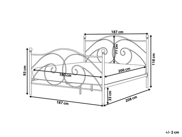 Seng Svart Metall 180 x 200 Ribbebunn Romantisk design Klassisk Innredning Soverom Dekorativ