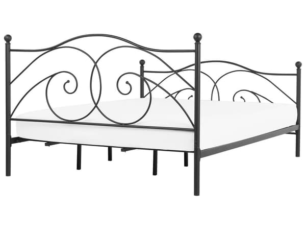 Seng Svart Metall 180 x 200 Ribbebunn Romantisk design Klassisk Innredning Soverom Dekorativ