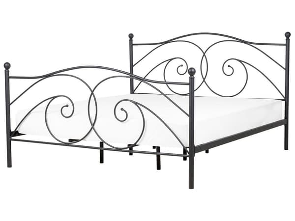Seng Svart Metall 180 x 200 Ribbebunn Romantisk design Klassisk Innredning Soverom Dekorativ