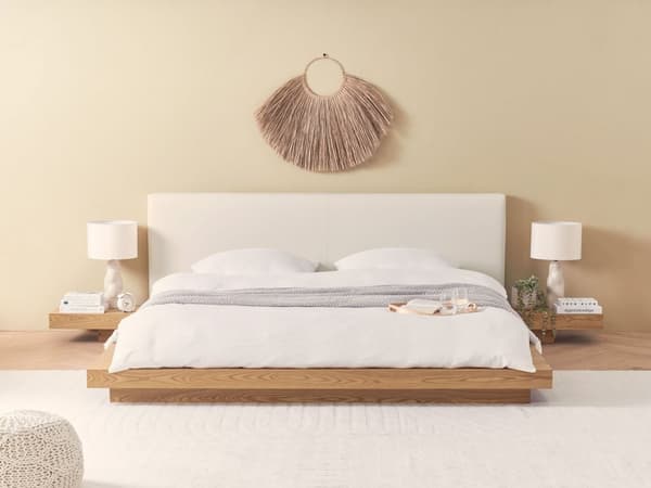 Japansk Stil Sengeramme Lyst Tre Farge 180 x 200 cm Trefinér Lavprofil til Soverom