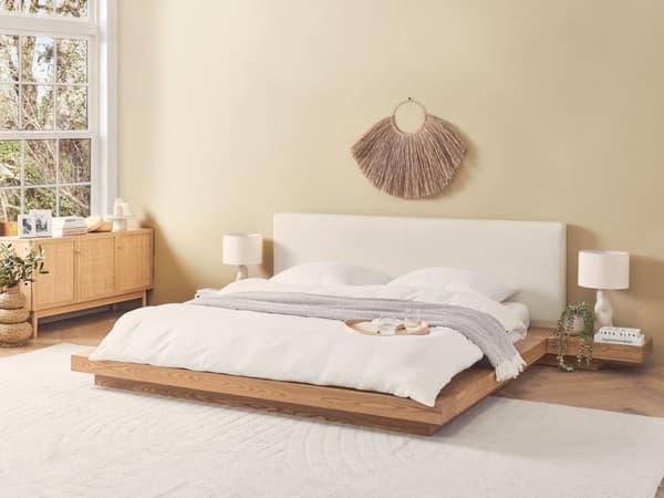 Japansk Stil Sengeramme Lyst Tre Farge 180 x 200 cm Trefinér Lavprofil til Soverom