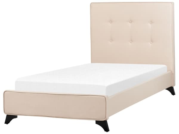 Dobbeltseng Ramme Beige 90 x 200 cm Sengegavl Polstret Elegant Klassisk