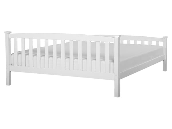 Sengeramme Hvit Furu 160 x 200 cm Lamellbunn Sengegavl Klassisk design Dobbeltseng Soverom