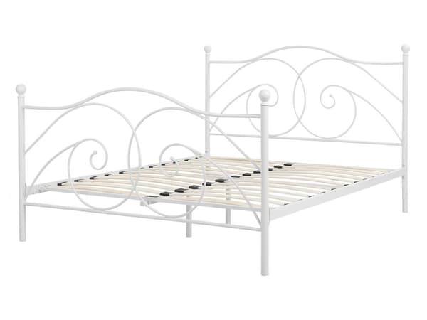 Seng Hvit Metall 140 x 200 Ribbebunn Romantisk design Klassisk Innredning Soverom Dekorativ