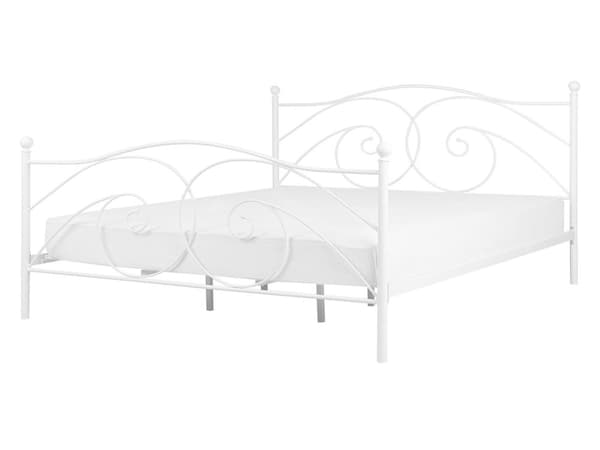 Seng Hvit Metall 140 x 200 Ribbebunn Romantisk design Klassisk Innredning Soverom Dekorativ