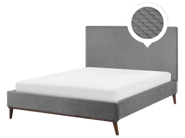 Seng Grå Fløyel 140 x 200 cm Sengegavl Komfortabel Elegant Moderne Skandinavisk Soverom