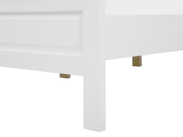 Seng med ramme Hvit høy sengegavl i tre 140 x 200 cm Minimalistisk skandinavisk design