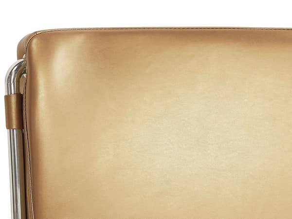 Dobbeltseng Gold Leather 160 x 200 cm tykk polstret to-mannsseng Lav sengeramme med høy sengegavl Moderne Glamour Design Soveromstilbehør