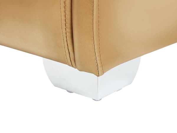 Dobbeltseng Gold Leather 160 x 200 cm tykk polstret to-mannsseng Lav sengeramme med høy sengegavl Moderne Glamour Design Soveromstilbehør