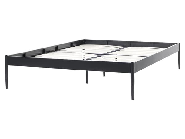 Seng Svart Metall 160 x 200 cm King Size Lameller i kryssfiner Industriell Minimalistisk