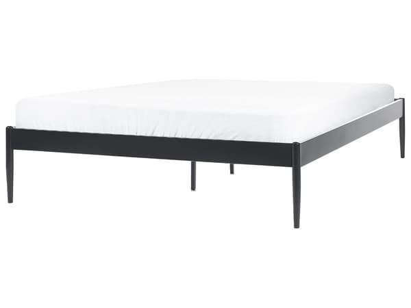 Seng Svart Metall 160 x 200 cm King Size Lameller i kryssfiner Industriell Minimalistisk