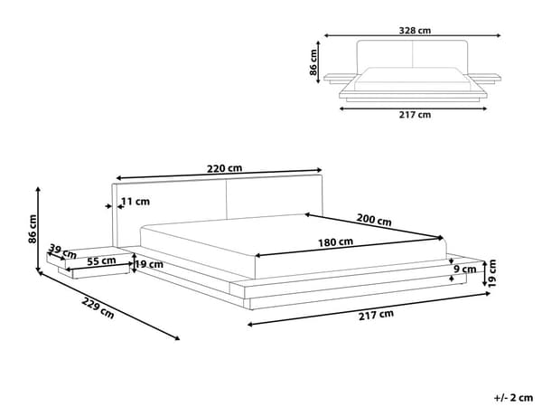 Japansk Stil Sengeramme Hvit Farge 180 x 200 cm Trefinér Lavprofil til Soverom