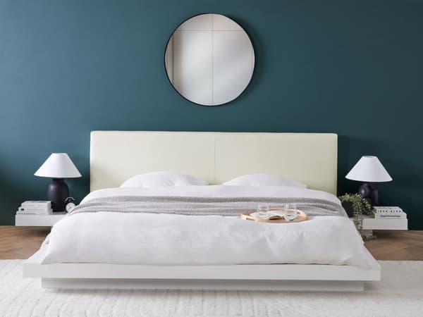 Japansk Stil Sengeramme Hvit Farge 180 x 200 cm Trefinér Lavprofil til Soverom