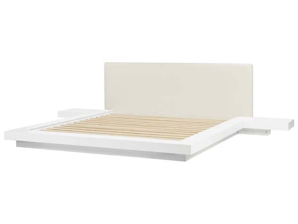 Japansk Stil Sengeramme Hvit Farge 180 x 200 cm Trefinér Lavprofil til Soverom